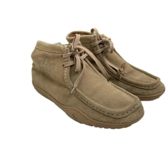 Roots 73 Beige Suede Windsor Lace Up Booties - Picture 1 of 7